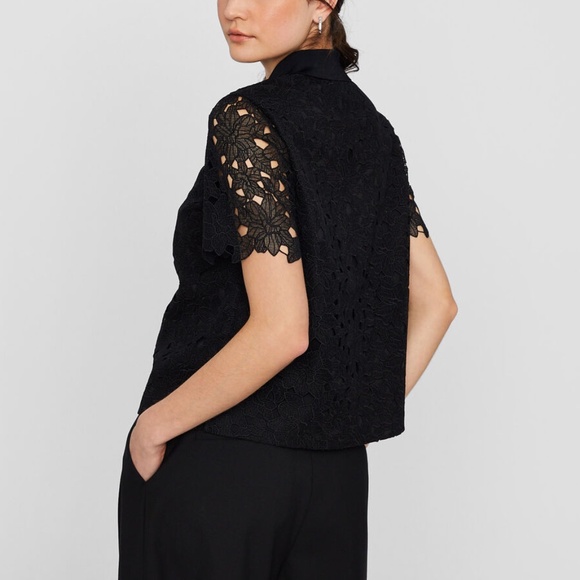 Collared Lace Shirt - New With Tags - NEVER WORN - Black - Picture 2 of 5